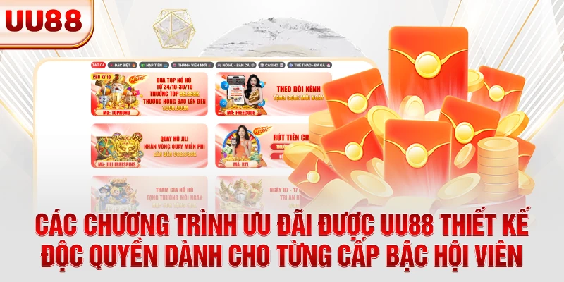 Các chương trình ưu đãi được UU88 thiết kế độc quyền dành cho từng cấp bậc hội viên Các chương trình ưu đãi được UU88 thiết kế độc quyền dành cho từng cấp bậc hội viên